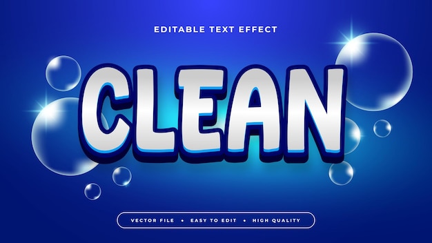 Blue and white clean 3d editable text effect font style