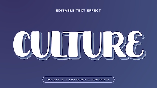 Blue and white culture 3d editable text effect font style