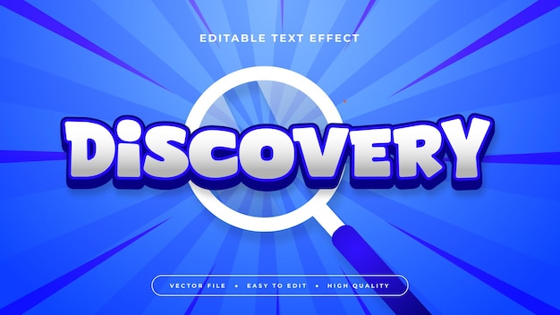 Blue and white discovery 3d editable text effect font style