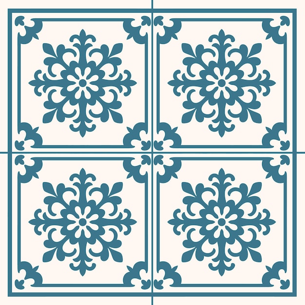 Blue and White Floral Tile Pattern