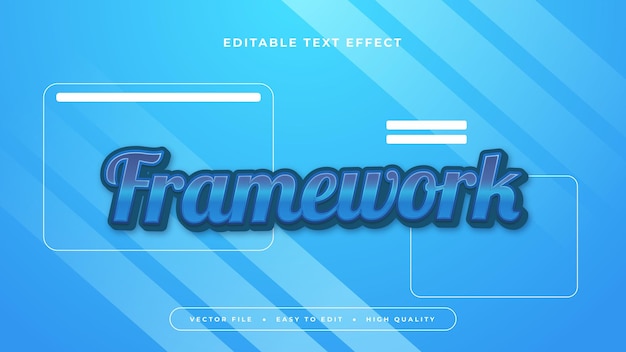 Blue and white framework 3d editable text effect font style