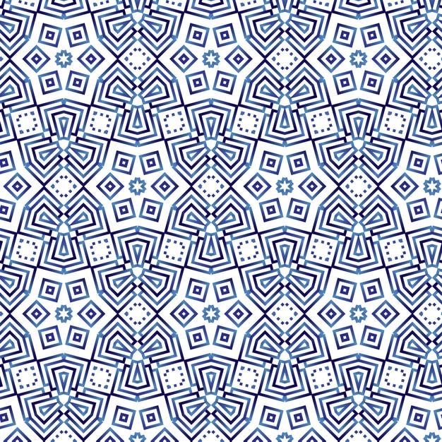Blue and white pattern with a geometric pattern