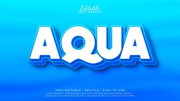 Blue aqua 3d bold editable text effect