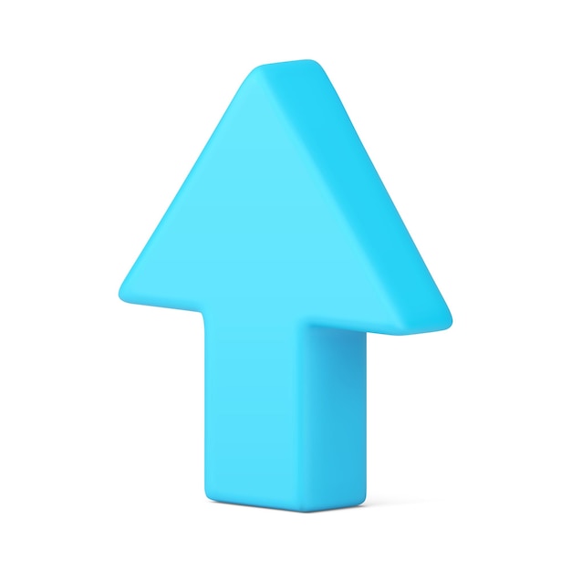 Blue arrow up increase progress direction cursor blue pointer isometric 3d icon realistic vector
