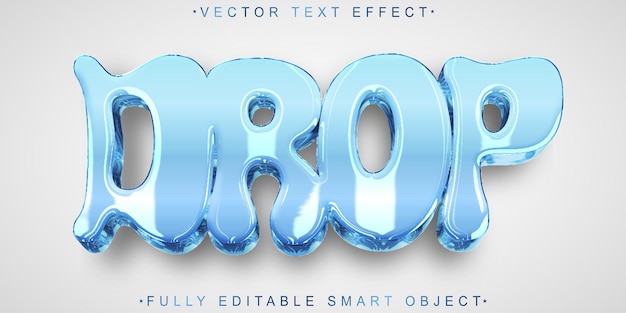 blue cartoon water drop vector fully editable smart object text effect