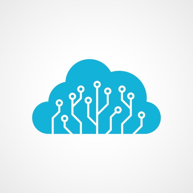 Blue circuit board in cloud shape