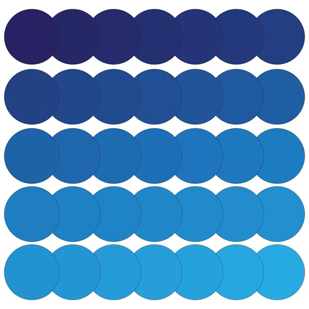 Blue color spectrum palette Vector circular swatches Gradient blue hues