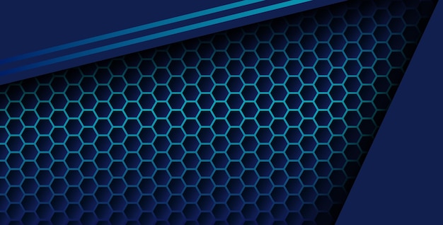 blue color with blue gradient list overlapping background realistic overlap layer on hexagon pattern