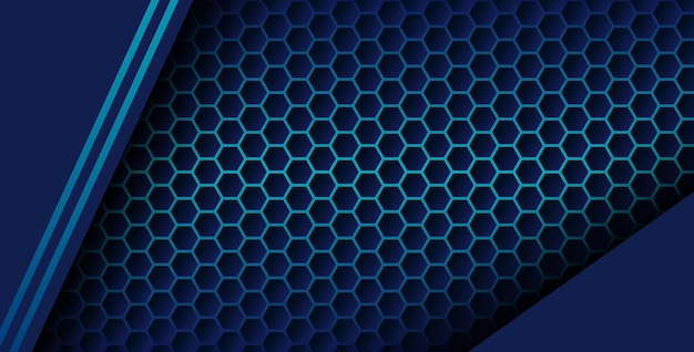 blue color with blue gradient list overlapping background realistic overlap layer on hexagon pattern