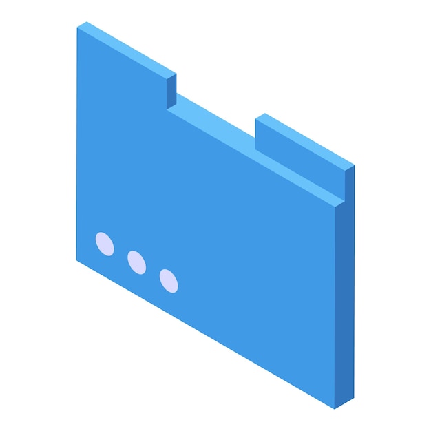 Blue computer folder isometric view representing data storage