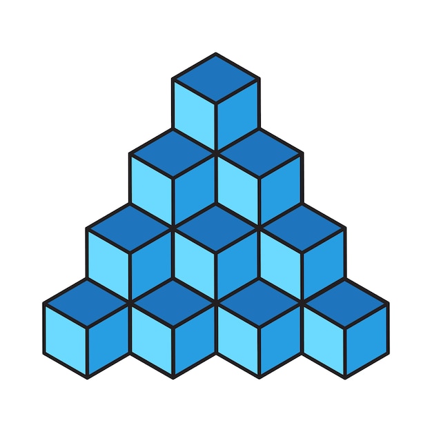 blue cubes pyramid isometric blocks design geometric 3d shapes vector illustration