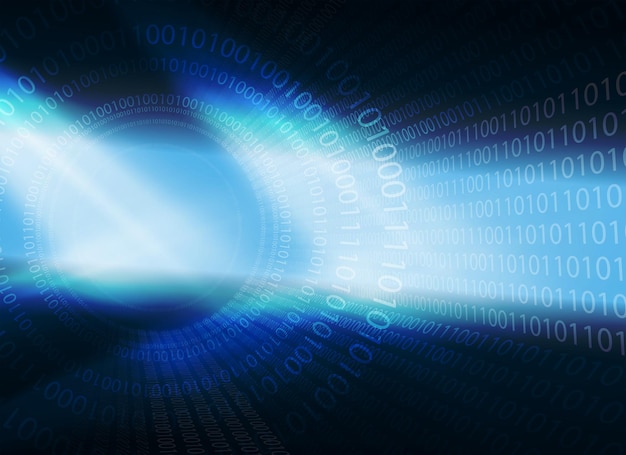 Blue design with numbers and bright light rays