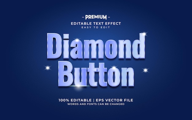 Blue diamond button luxury text effect