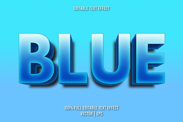 Blue editable text effect cartoon style