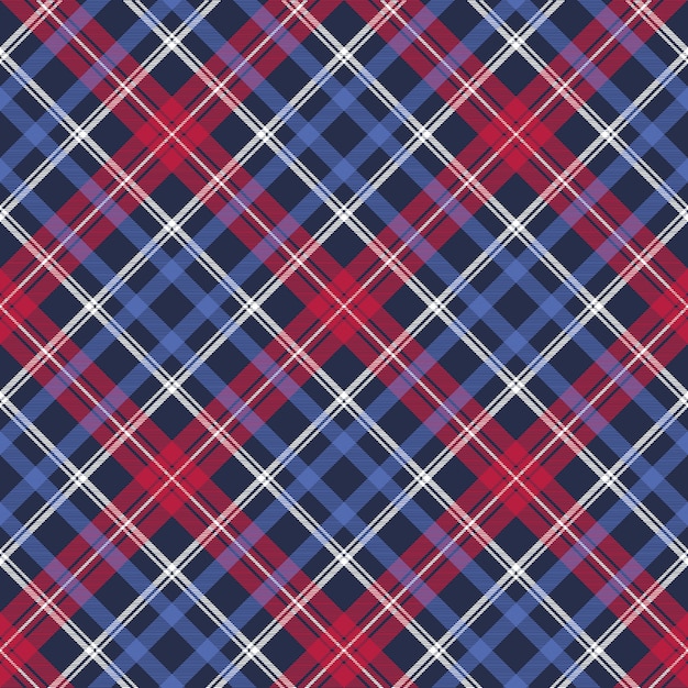 Blue fabric texture plaid seamless pattern