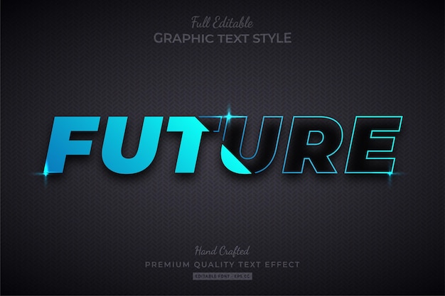 blue future gradient divide editable text effect font style