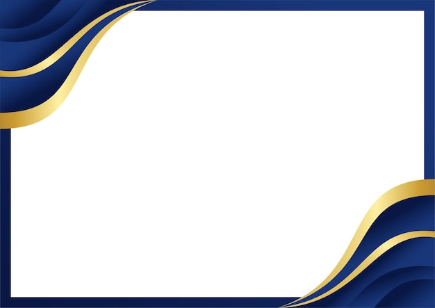 Blue Gold Wavy Corner Certificate Border for Professional Achievements and Awards