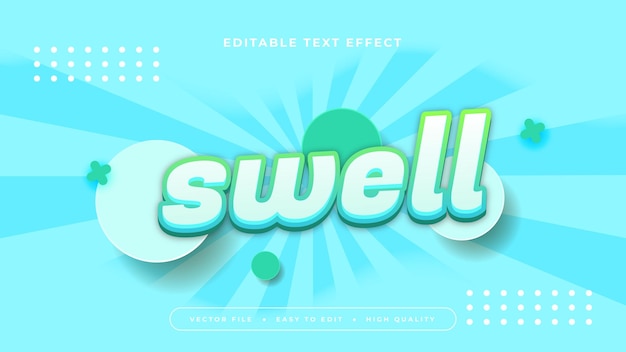 Blue green and white swell 3d editable text effect font style