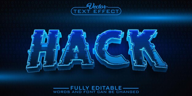 blue hack vector editable text effect template