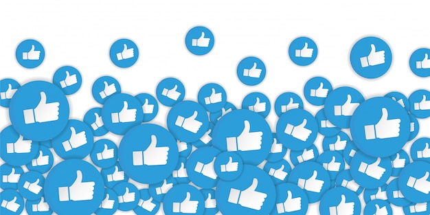 Blue hand likes signs on white background