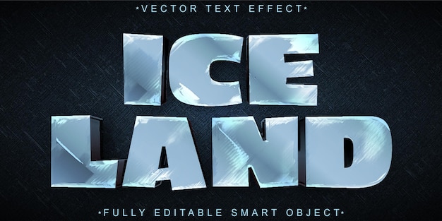 blue ice land vector fully editable smart object text effect