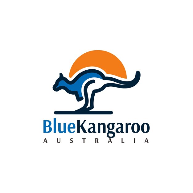 Blue Kangaroo Logo Vector Design