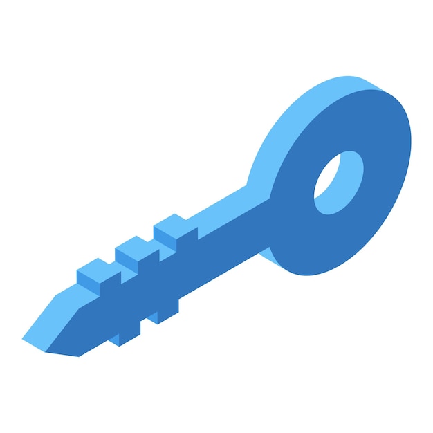 Blue key opening padlock accessing security and privacy isometric icon