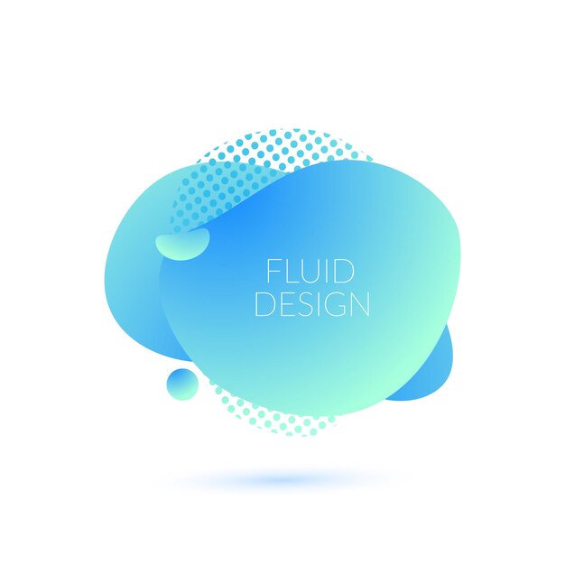 Blue liquid blob dynamic fluid shapes aqua modern trendy poster