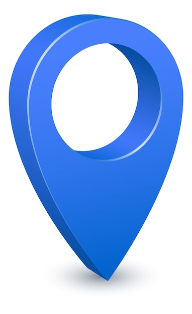 Blue location pin icon. 3d geo tag isolated on white background