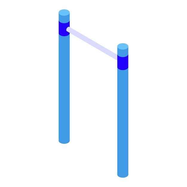 Blue metal horizontal bar for outdoor workout isometric view