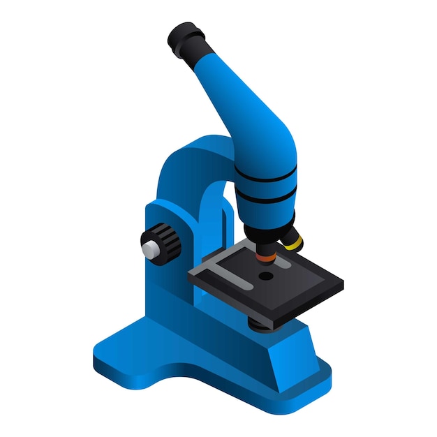 Blue microscope icon Isometric of blue microscope vector icon for web design isolated on white background