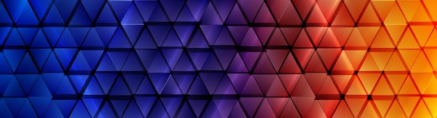 Blue orange technology banner background with glossy triangles