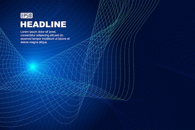 Blue particle flow illuminates abstract vector background