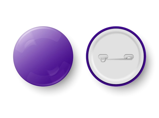 Blue pin button vector Pin button set Collection of realistic pin buttons