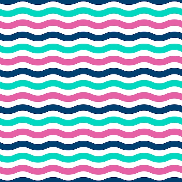 Blue, pink and navy waves seamless pattern.
