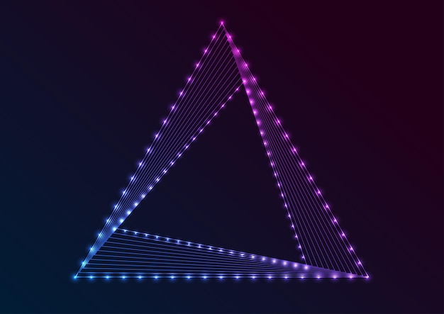blue purple glowing neon linear triangle abstract tech background