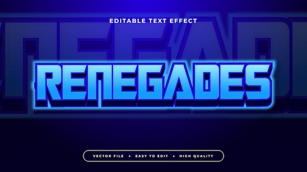 Blue renegades 3d editable text effect font style
