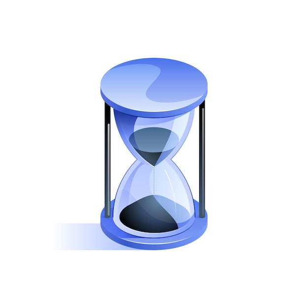 Blue sand hourglass icon in isometric view