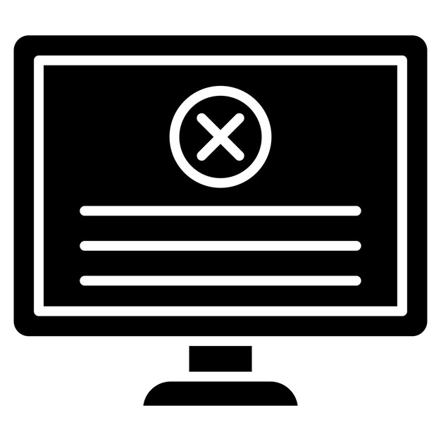 Blue Screen Glyph Solid Black Illustration