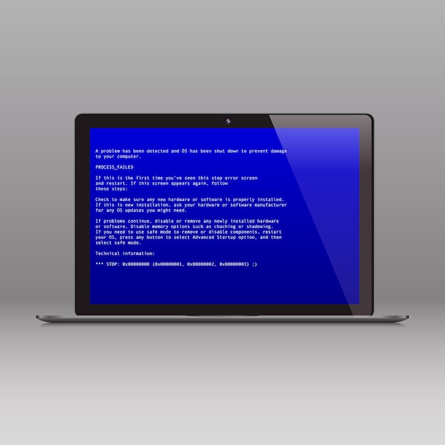 Blue Screen of Death Operating system crash error message BSOD malfunction report
