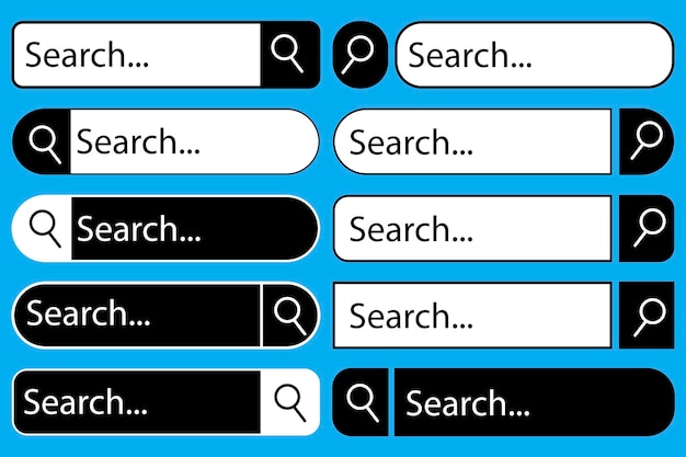 Blue search bar set Computer technology Search icon Website design concept Vector illustration Stock image