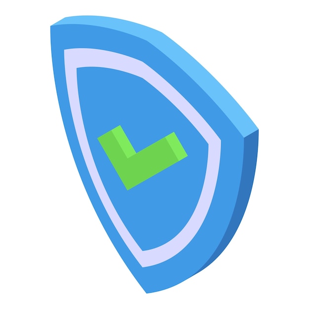 blue security shield with green check mark presenting secure system for protection