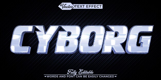 Blue Shiny Robot Cyborg Vector Editable Text Effect Template
