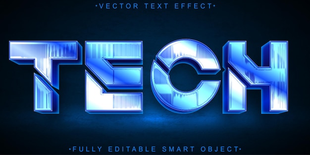blue shiny tech vector fully editable smart object text effect