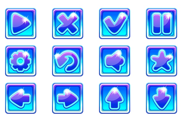 blue square collection set glass buttons for Ui