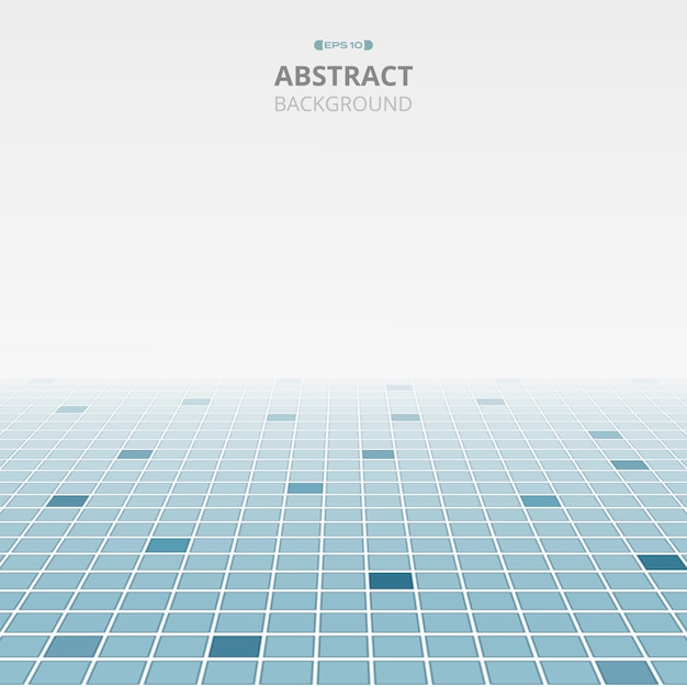 Blue square geometric pattern background with copy space.