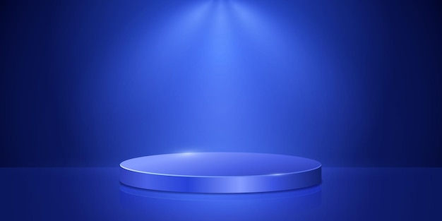 Blue Stage Podium for Product Presentation