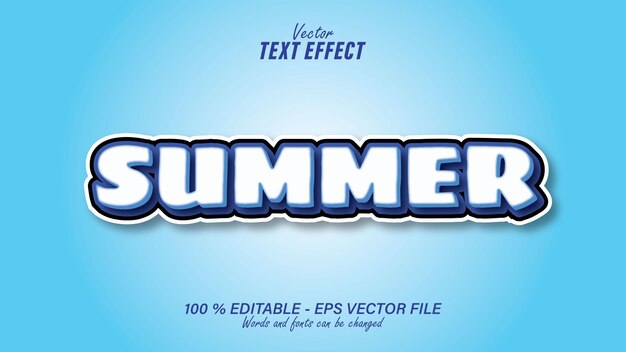 Blue summer text effect editable with blue background eps file