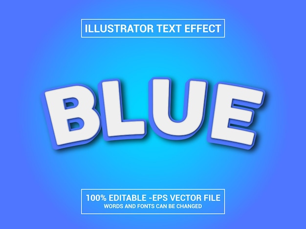 Blue Text Effect 3D style -editable EPS