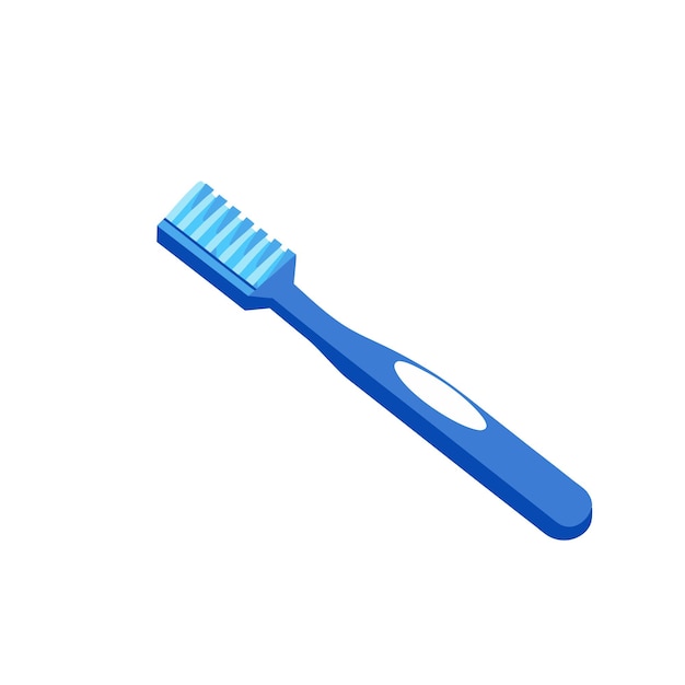 Blue toothbrush with white bristles isolated flat vector illustration on white background
